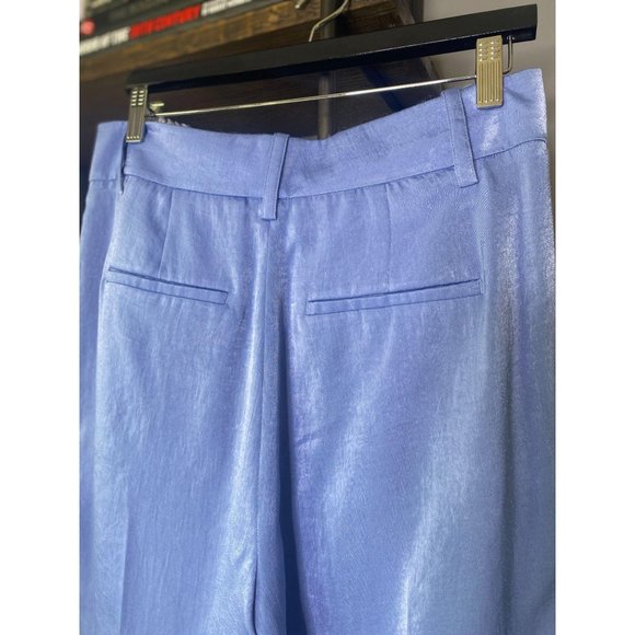 Vince Blue Satin Tailored High-Waisted Trousers 6 - Picture 8 of 9